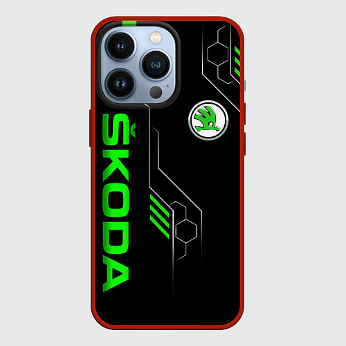 Чехол iPhone 13 Pro SKODA - БРОНЯ БУДУЩЕГО / 3D-Красный – фото 1