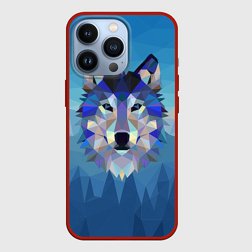 Чехол iPhone 13 Pro Лоу Поли Волк Арт / 3D-Красный – фото 1