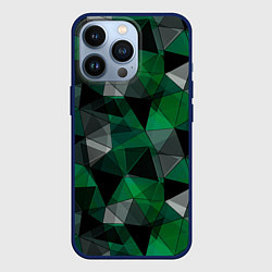 Чехол для iPhone 13 Pro Зеленый, серый и черный геометрический, цвет: 3D-тёмно-синий