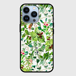 Чехол для iPhone 13 Pro Яркие Зелёные Цветы, цвет: 3D-черный