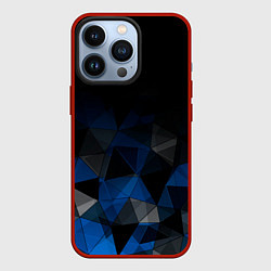 Чехол для iPhone 13 Pro Черно-синий геометрический, цвет: 3D-красный