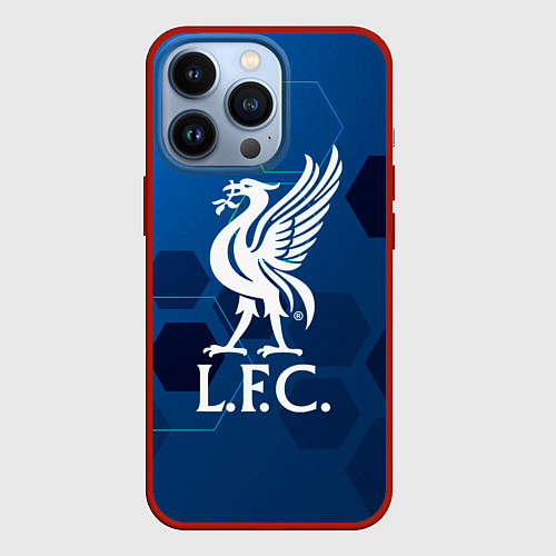 Чехол iPhone 13 Pro Liverpool шестиугольники абстракция / 3D-Красный – фото 1