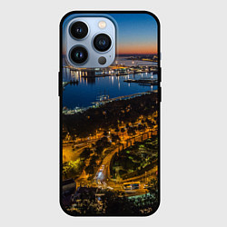 Чехол для iPhone 13 Pro Ночной город с высоты, цвет: 3D-черный