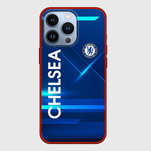 Чехол iPhone 13 Pro Chelsea Синяя абстракция / 3D-Красный – фото 1