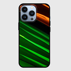 Чехол для iPhone 13 Pro Абстрактные зелёные и оранжевые поверхности, цвет: 3D-черный
