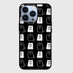 Чехол iPhone 13 Pro Милые Чёрные и Белые Коты