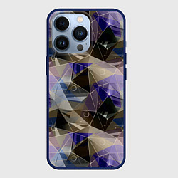 Чехол для iPhone 13 Pro Полигональный абстрактный: бежевый, коричневый, си, цвет: 3D-тёмно-синий