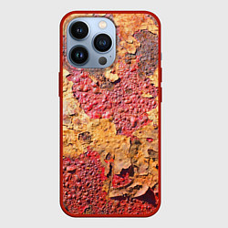 Чехол для iPhone 13 Pro Фактура ржавого железа, цвет: 3D-красный