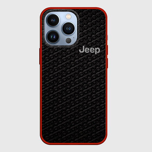 Чехол iPhone 13 Pro Jeep карбон / 3D-Красный – фото 1