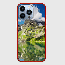 Чехол для iPhone 13 Pro Живописное горное озеро, цвет: 3D-красный