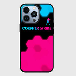 Чехол для iPhone 13 Pro Counter Strike - neon gradient: символ сверху, цвет: 3D-черный