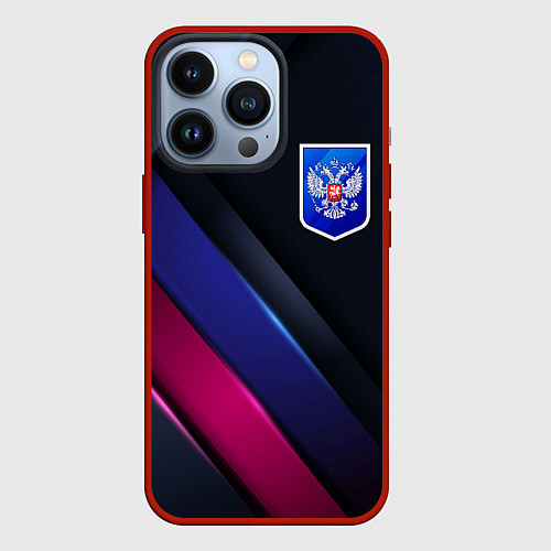 Чехол iPhone 13 Pro Dark Герб России / 3D-Красный – фото 1