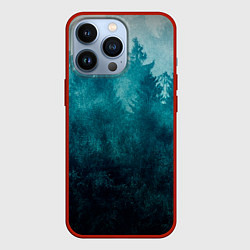 Чехол для iPhone 13 Pro Темный хвойный лес, цвет: 3D-красный