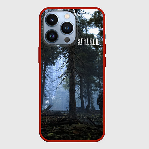 Чехол iPhone 13 Pro STALKER Лес и РЛС Дуга / 3D-Красный – фото 1