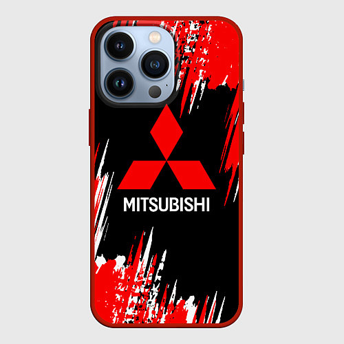 Чехол iPhone 13 Pro Mitsubishi - краска / 3D-Красный – фото 1