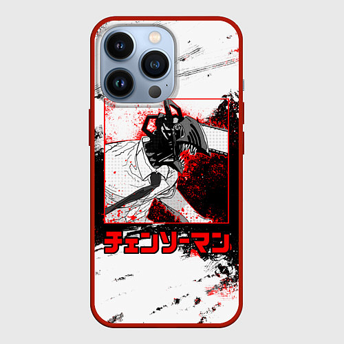 Чехол iPhone 13 Pro Denji - Человек-бензопила / 3D-Красный – фото 1