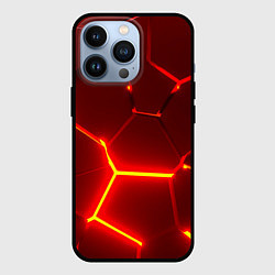 Чехол для iPhone 13 Pro Красные неоновые геометрические плиты, цвет: 3D-черный