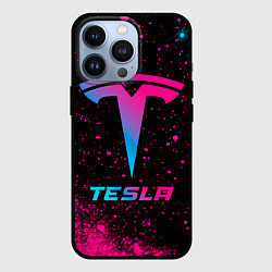 Чехол для iPhone 13 Pro Tesla - neon gradient, цвет: 3D-черный