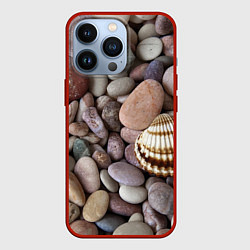 Чехол для iPhone 13 Pro Морские камни и ракушки, цвет: 3D-красный