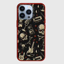 Чехол для iPhone 13 Pro Черепа гранж, цвет: 3D-красный