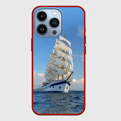 Чехол для iPhone 13 Pro Парусник идёт на полных парусах, цвет: 3D-красный