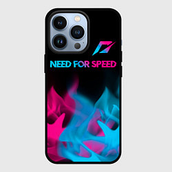 Чехол для iPhone 13 Pro Need for Speed - neon gradient: символ сверху, цвет: 3D-черный