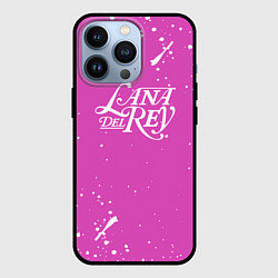 Чехол для iPhone 13 Pro Lana Del Rey - на розовом фоне брызги, цвет: 3D-черный