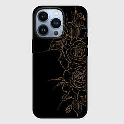 Чехол для iPhone 13 Pro Элегантные розы на черном фоне, цвет: 3D-черный