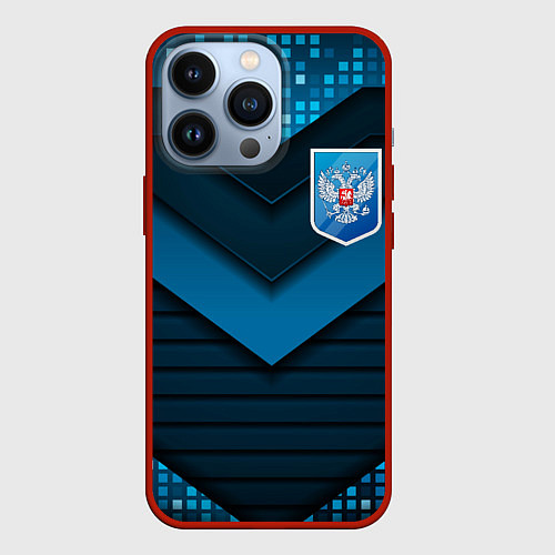 Чехол iPhone 13 Pro Russia abstract blue / 3D-Красный – фото 1