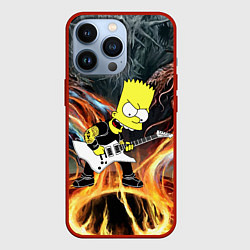 Чехол для iPhone 13 Pro Барт Симпсон - соло на гитаре, цвет: 3D-красный