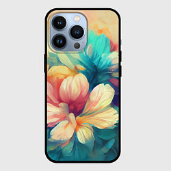 Чехол для iPhone 13 Pro Цветочный букет нарисованный маслом, цвет: 3D-черный