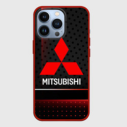 Чехол для iPhone 13 Pro Mitsubishi Абстракция карбон, цвет: 3D-красный