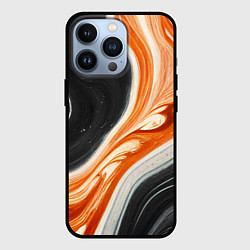 Чехол для iPhone 13 Pro Оранжевые разводы краски, цвет: 3D-черный