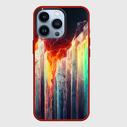 Чехол для iPhone 13 Pro Яркие светящиеся осколки, цвет: 3D-красный