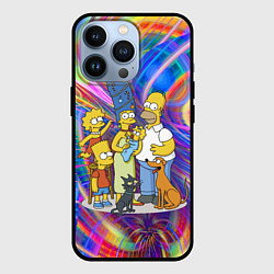 Чехол для iPhone 13 Pro Семейка Симпсонов празднуют Новый Год, цвет: 3D-черный