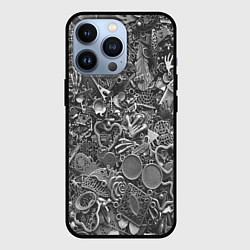 Чехол для iPhone 13 Pro Металлические предметы, цвет: 3D-черный