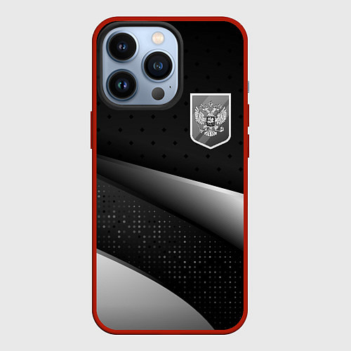 Чехол iPhone 13 Pro Russia - black & white / 3D-Красный – фото 1