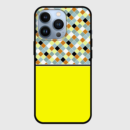 Чехол iPhone 13 Pro Желтый неоновый комбинированный узор / 3D-Черный – фото 1