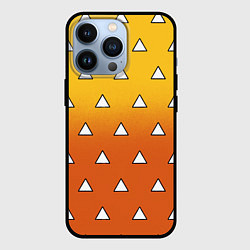 Чехол для iPhone 13 Pro Оранжевое кимоно с треугольниками - Зеницу клинок, цвет: 3D-черный