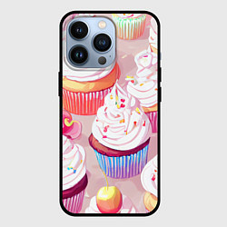 Чехол для iPhone 13 Pro Много сладких капкейков, цвет: 3D-черный