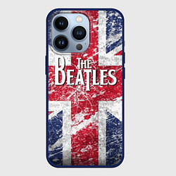 Чехол для iPhone 13 Pro The Beatles - лого на фоне флага Великобритании, цвет: 3D-тёмно-синий