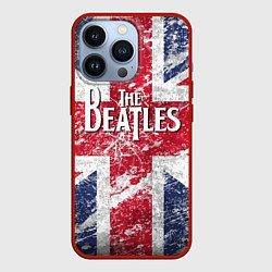 Чехол для iPhone 13 Pro The Beatles - лого на фоне флага Великобритании, цвет: 3D-красный