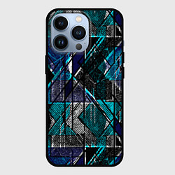 Чехол для iPhone 13 Pro Сине - черная гранжевая абстракция, цвет: 3D-черный