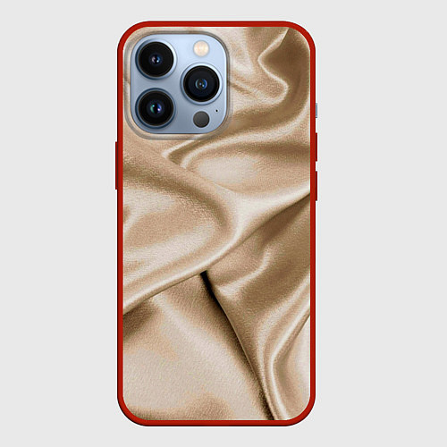 Чехол iPhone 13 Pro Струящаяся золотистая ткань / 3D-Красный – фото 1