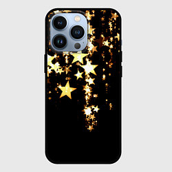 Чехол для iPhone 13 Pro Золотые праздничные звезды, цвет: 3D-черный