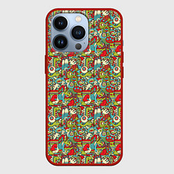 Чехол для iPhone 13 Pro Монстрики, животные и пришельцы, цвет: 3D-красный