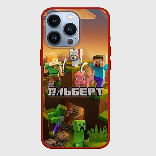 Чехол iPhone 13 Pro Альберт Minecraft / 3D-Красный – фото 1