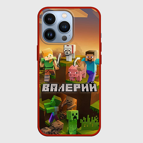 Чехол iPhone 13 Pro Валерий Minecraft / 3D-Красный – фото 1