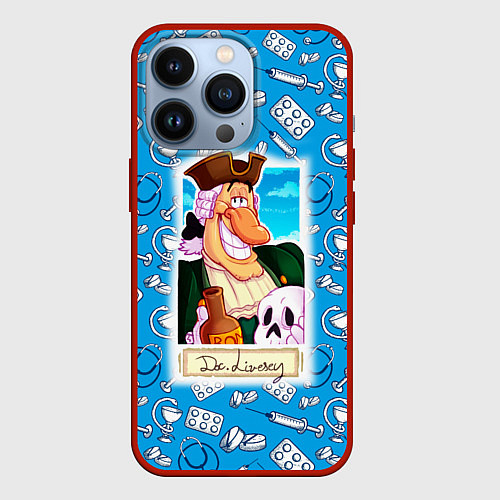 Чехол iPhone 13 Pro Доктор Ливси с черепом и ромом / 3D-Красный – фото 1