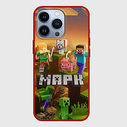 Чехол для iPhone 13 Pro Марк Minecraft, цвет: 3D-красный